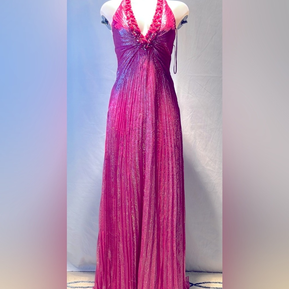 Elegant Pink Halter Maxi Dress